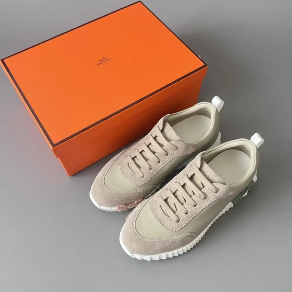 Hermes Bouncing Low cut round toe lace up casual shoes in green - Image 9