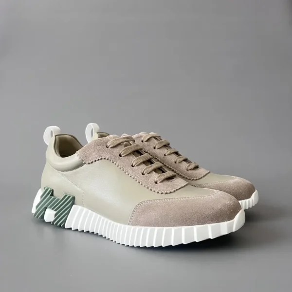 Hermes Bouncing Low cut round toe lace up casual shoes in green - Image 3