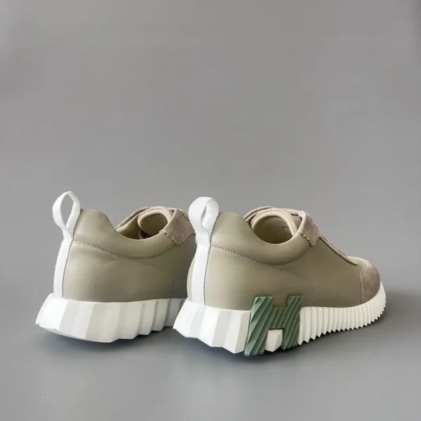 Hermes Bouncing Low cut round toe lace up casual shoes in green - Image 4