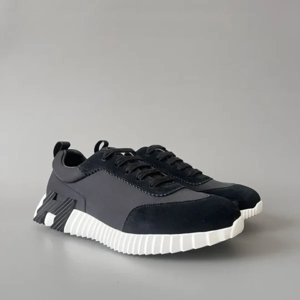 Hermes Bouncing Low cut round toe lace up casual shoes black - Image 3