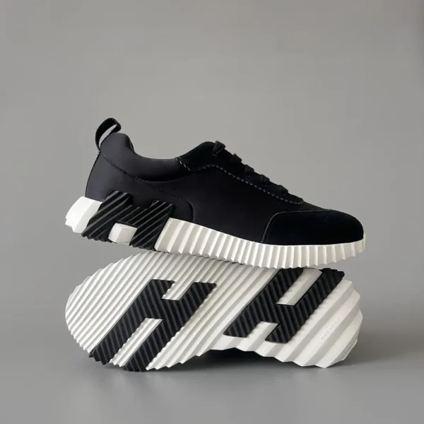 Hermes Bouncing Low cut round toe lace up casual shoes black - Image 6