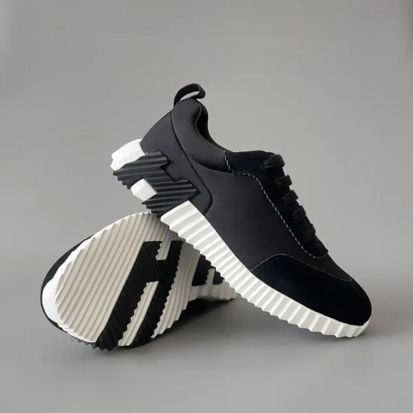 Hermes Bouncing Low cut round toe lace up casual shoes black - Image 7