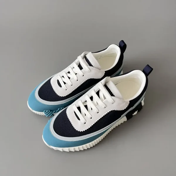 Hermes Bouncing Low cut round toe lace up casual shoes in blue - Image 8