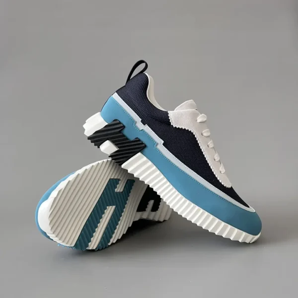 Hermes Bouncing Low cut round toe lace up casual shoes in blue - Image 7