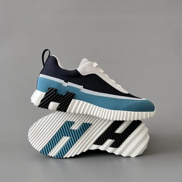 Hermes Bouncing Low cut round toe lace up casual shoes in blue - Image 6