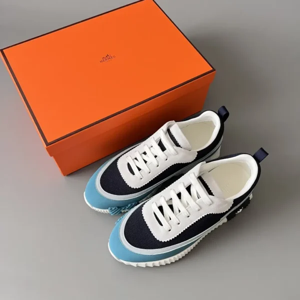 Hermes Bouncing Low cut round toe lace up casual shoes in blue - Image 9
