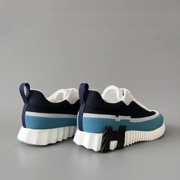 Hermes Bouncing Low cut round toe lace up casual shoes in blue - Image 4