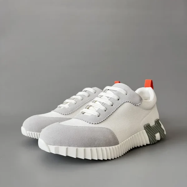 Hermes Bouncing Low cut round toe lace up casual shoes white