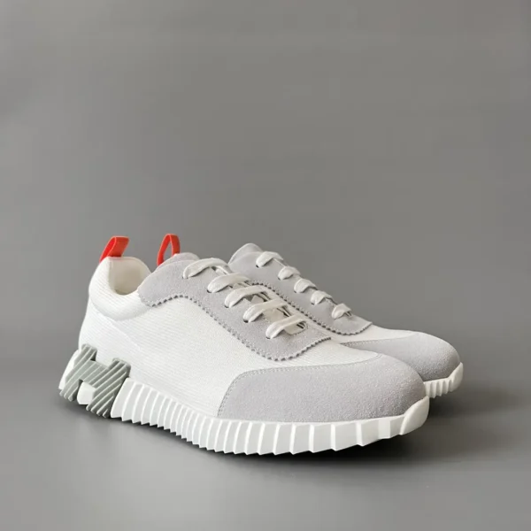 Hermes Bouncing Low cut round toe lace up casual shoes white - Image 3