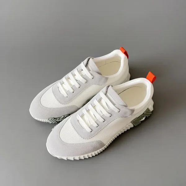 Hermes Bouncing Low cut round toe lace up casual shoes white - Image 8