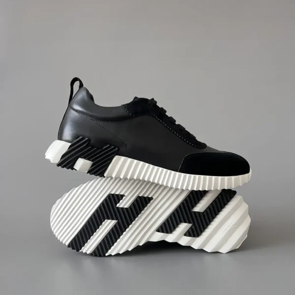 Hermes Bouncing Low cut round toe lace up casual shoes black - Image 6