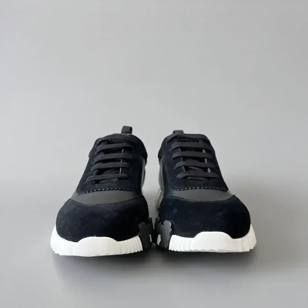 Hermes Bouncing Low cut round toe lace up casual shoes black - Image 2