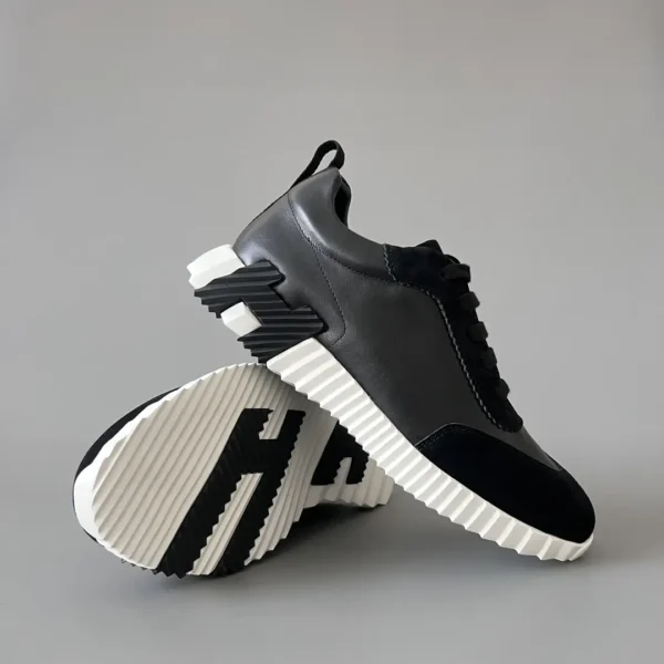 Hermes Bouncing Low cut round toe lace up casual shoes black - Image 7