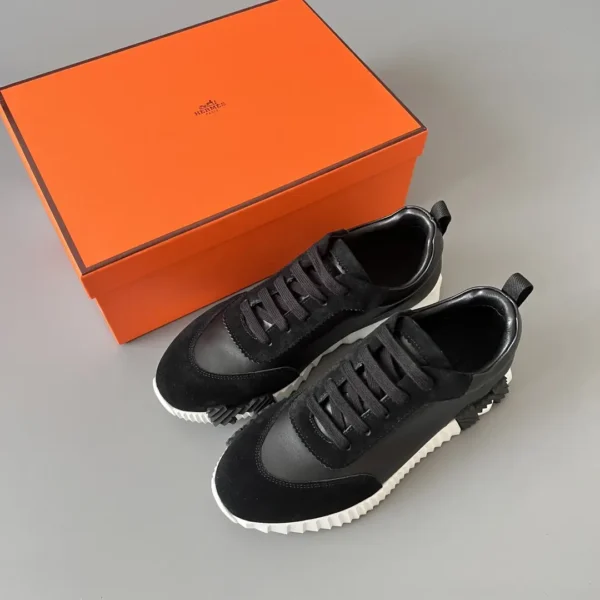 Hermes Bouncing Low cut round toe lace up casual shoes black - Image 9
