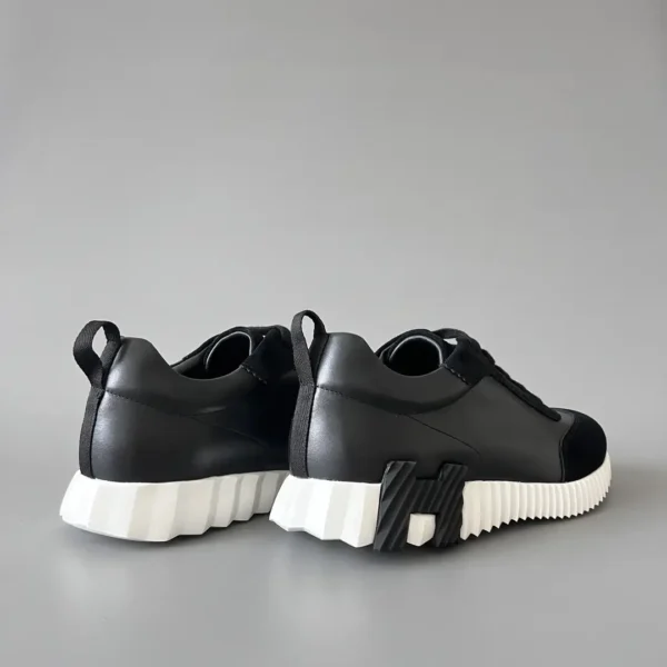 Hermes Bouncing Low cut round toe lace up casual shoes black - Image 4