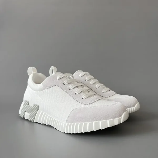 Hermes Bouncing Low cut round toe lace up casual shoes white - Image 3