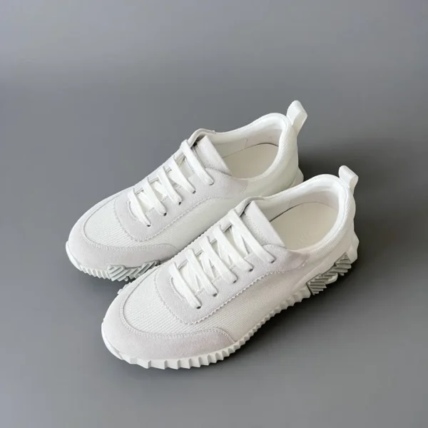 Hermes Bouncing Low cut round toe lace up casual shoes white - Image 8