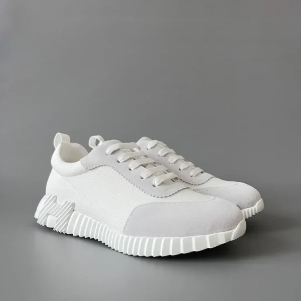 Hermes Bouncing Low cut round toe lace up casual shoes white - Image 3