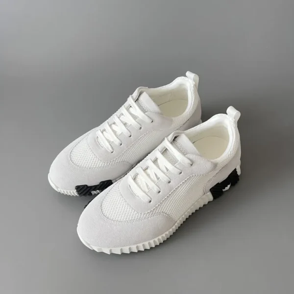 Hermes Bouncing Low cut round toe lace up casual shoes white - Image 8