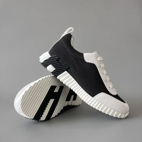 Hermes Bouncing Low cut round toe lace up casual shoes black - Image 7
