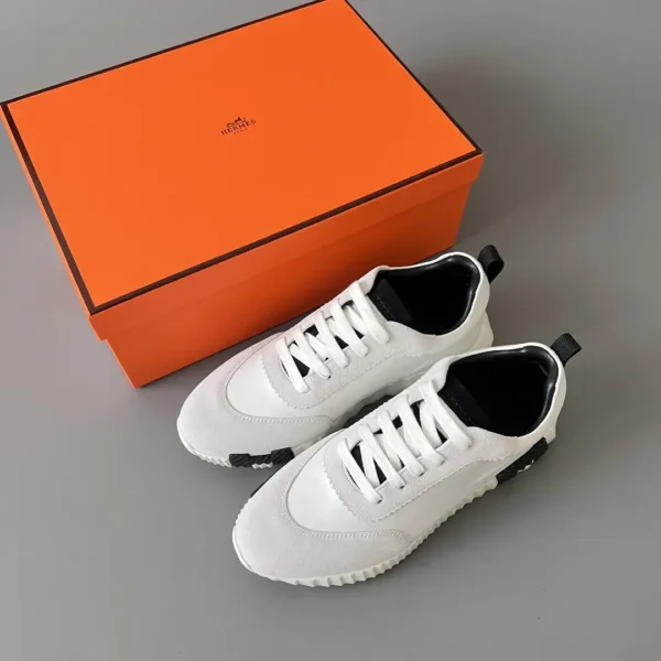 Hermes Bouncing Low cut round toe lace up casual shoes white - Image 9