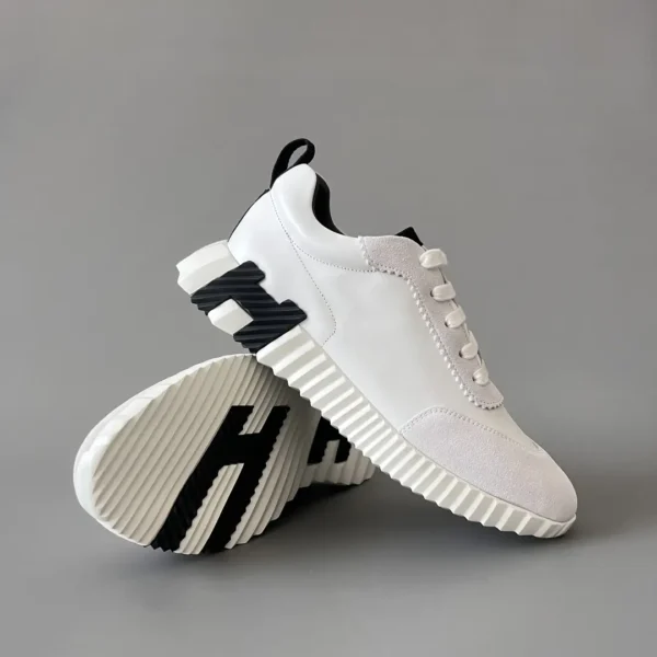 Hermes Bouncing Low cut round toe lace up casual shoes white - Image 7
