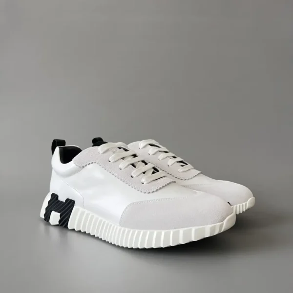Hermes Bouncing Low cut round toe lace up casual shoes white - Image 3