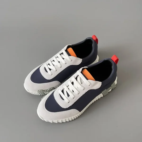 Hermes Bouncing Low cut round toe lace up casual shoes in blue - Image 8