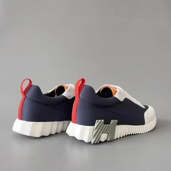 Hermes Bouncing Low cut round toe lace up casual shoes in blue - Image 4