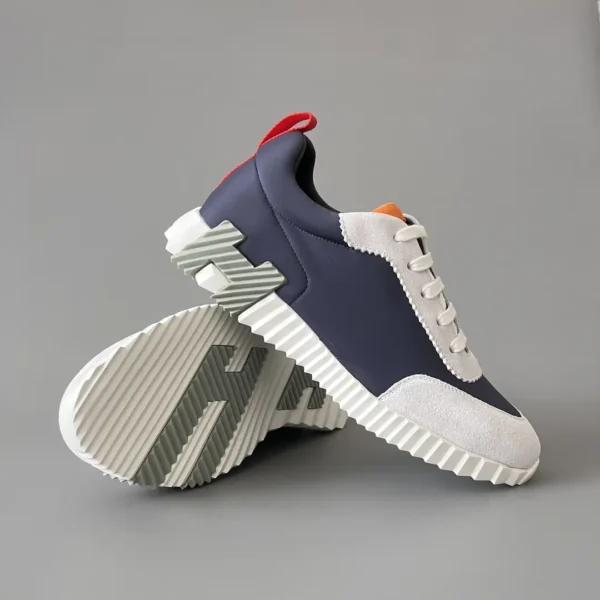 Hermes Bouncing Low cut round toe lace up casual shoes in blue - Image 7