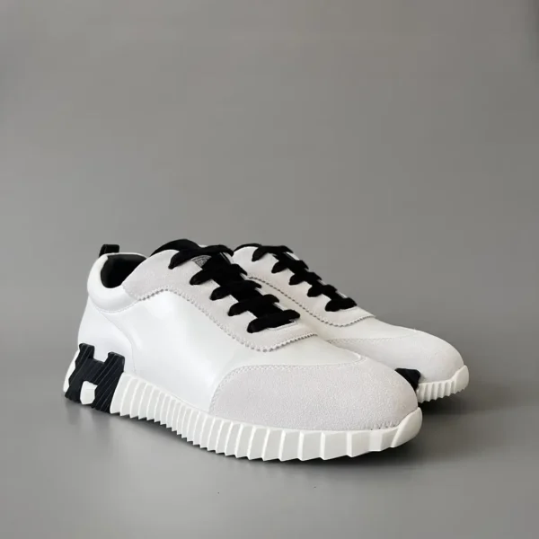 Hermes Bouncing Low cut round toe lace up casual shoes white - Image 3