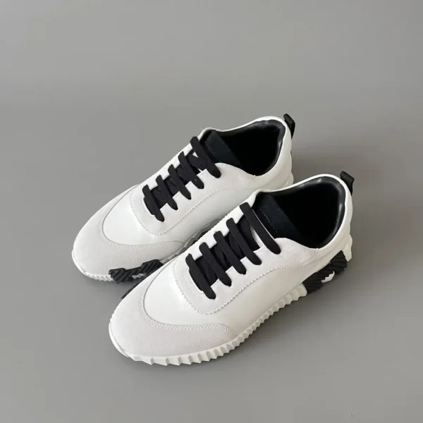 Hermes Bouncing Low cut round toe lace up casual shoes white - Image 8