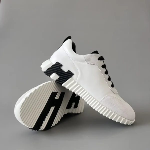 Hermes Bouncing Low cut round toe lace up casual shoes white - Image 7
