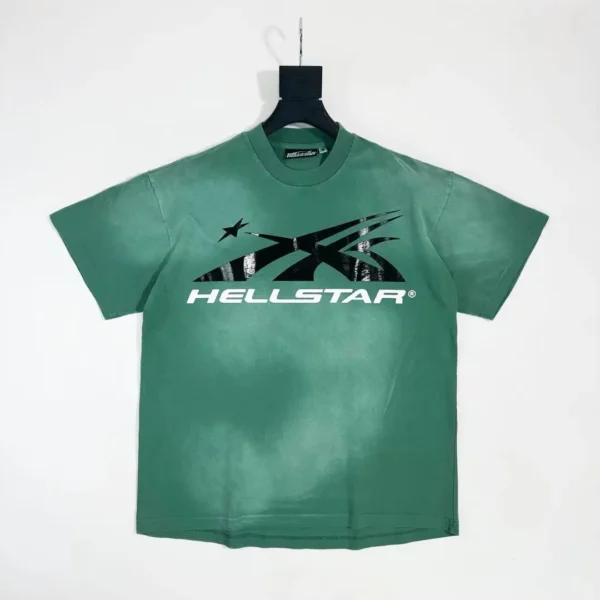Hellstar black and white S-logo green short sleeved shirt
*