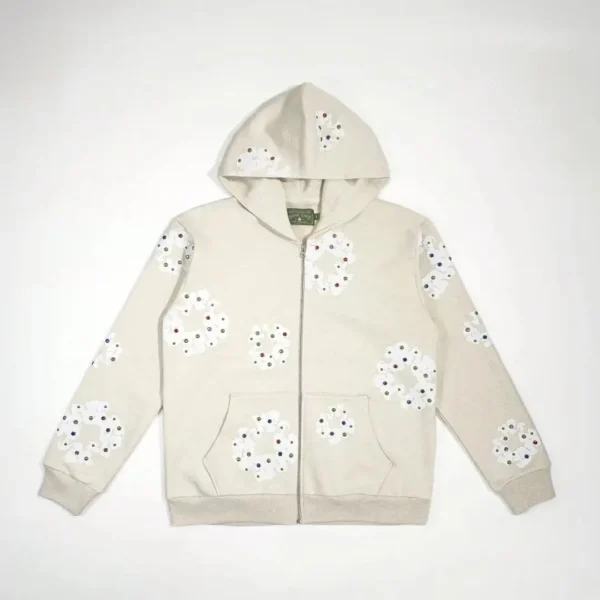 Denim Tears beige Rhinestone gemstone kapok flower