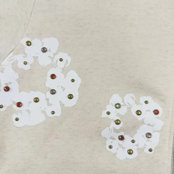 Denim Tears beige Rhinestone gemstone kapok flower - Image 7