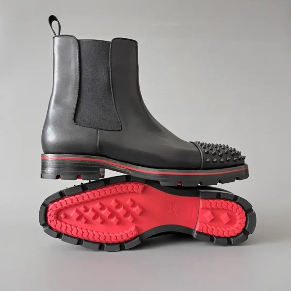 Christian Louboutin Chelsea boots with black cowhide studs. - Image 6