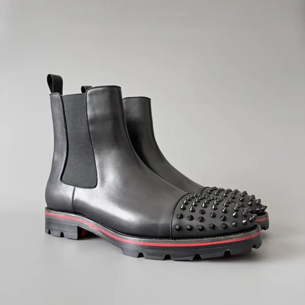 Christian Louboutin Chelsea boots with black cowhide studs. - Image 3