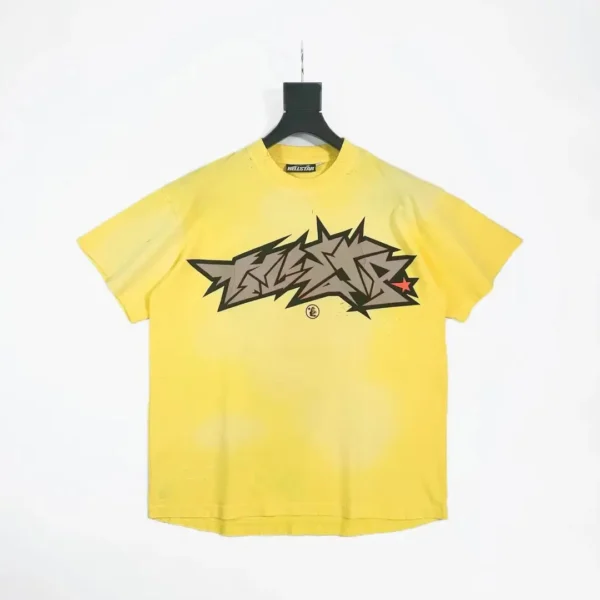 HELLSTAR Yellow Shattered Printed Short Sleeve