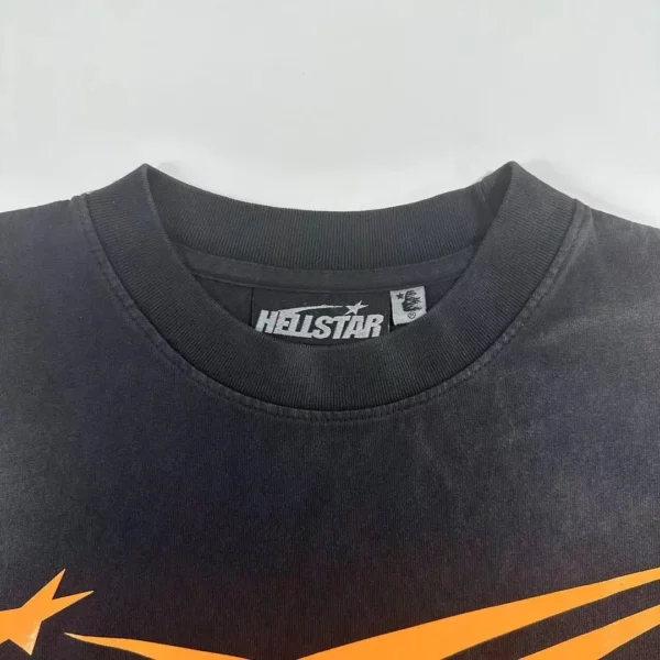 HELLSTAR Orange S-Logo Black Short Sleeve  0423 - Image 3