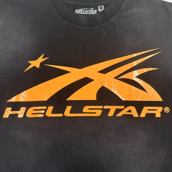 HELLSTAR Orange S-Logo Black Short Sleeve  0423 - Image 4