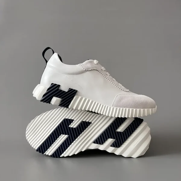 Hermes Bouncing Low cut round toe lace up casual shoes white - Image 6