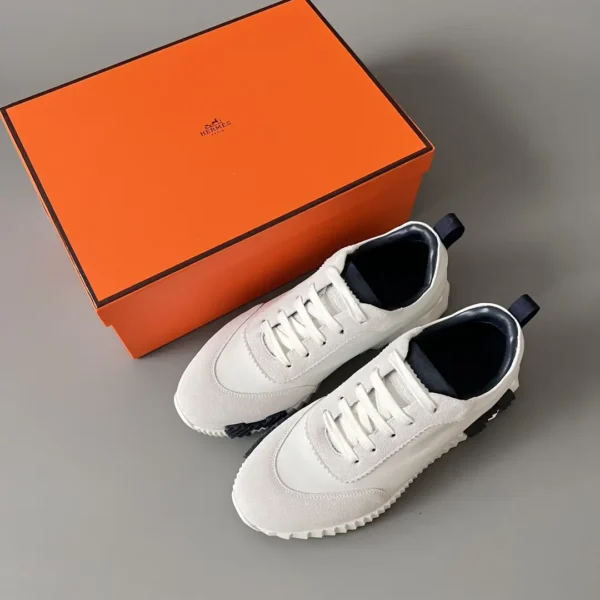 Hermes Bouncing Low cut round toe lace up casual shoes white - Image 9