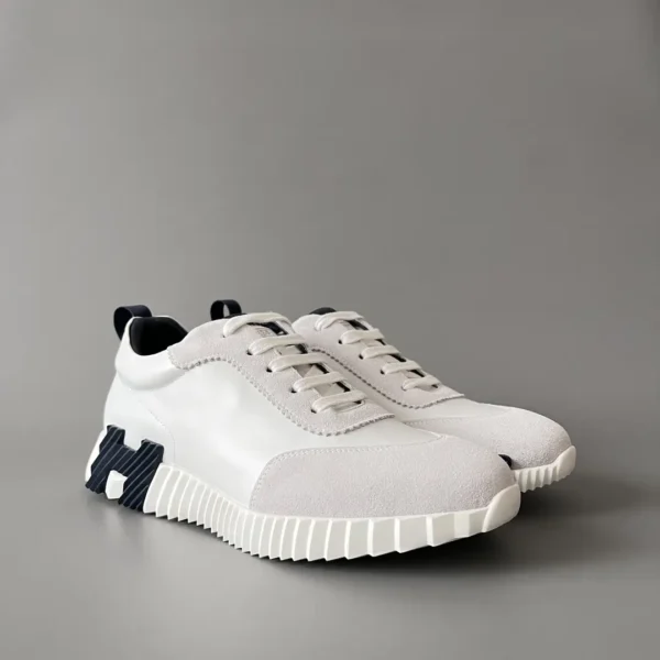 Hermes Bouncing Low cut round toe lace up casual shoes white - Image 3
