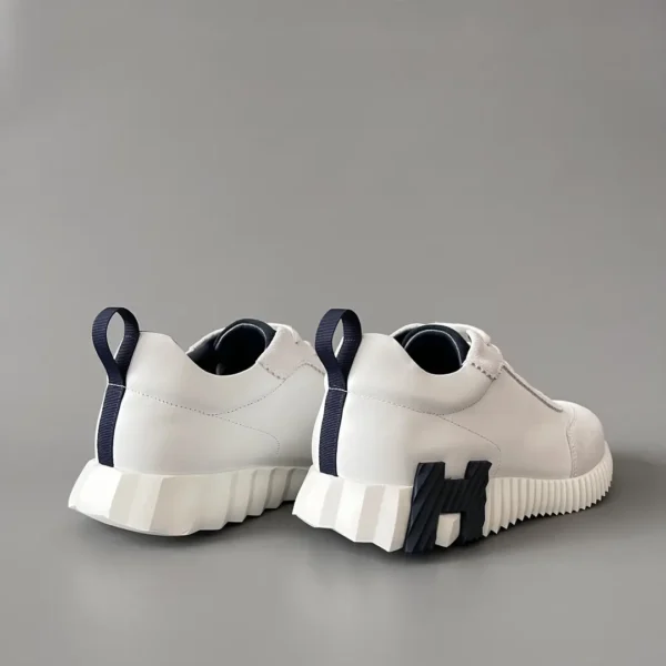 Hermes Bouncing Low cut round toe lace up casual shoes white - Image 4