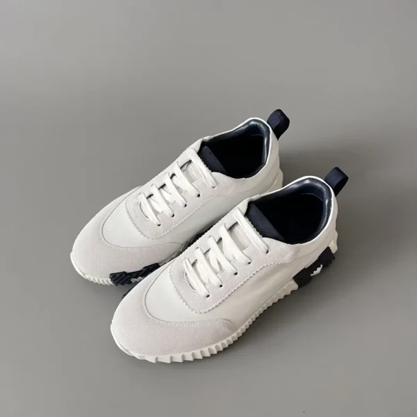 Hermes Bouncing Low cut round toe lace up casual shoes white - Image 8