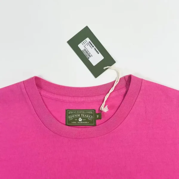 Denim Tears Pink Flower Logo Short Sleeve 0631 - Image 3