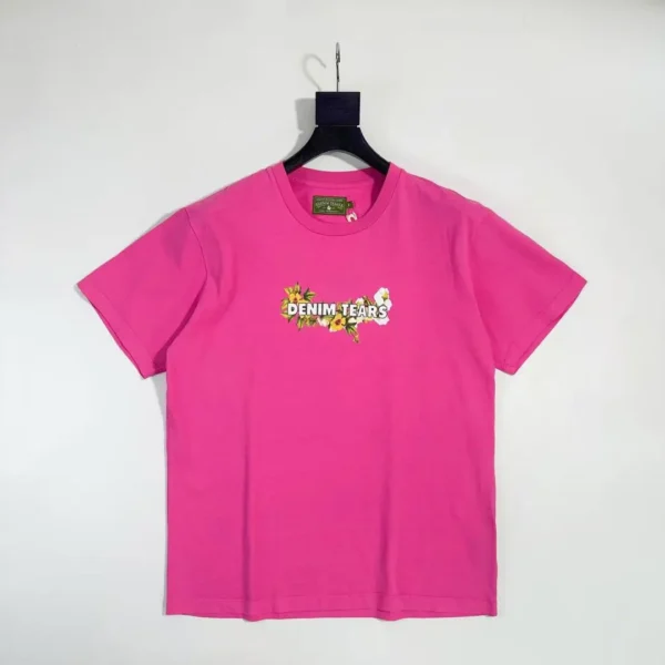 Denim Tears Pink Flower Logo Short Sleeve 0631