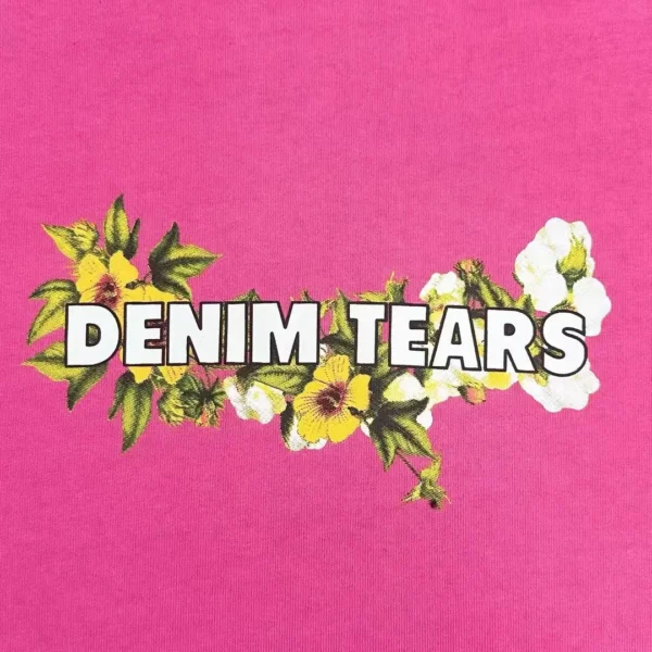 Denim Tears Pink Flower Logo Short Sleeve 0631 - Image 4