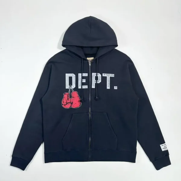 Gallery Depot. Black Boxing Gloves Zipper Hoodie   0512